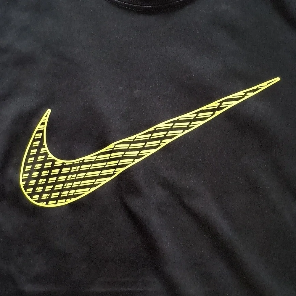 Nike Dri Fit Black with Large Yellow Swoosh Sleeveless T-shirt Size L